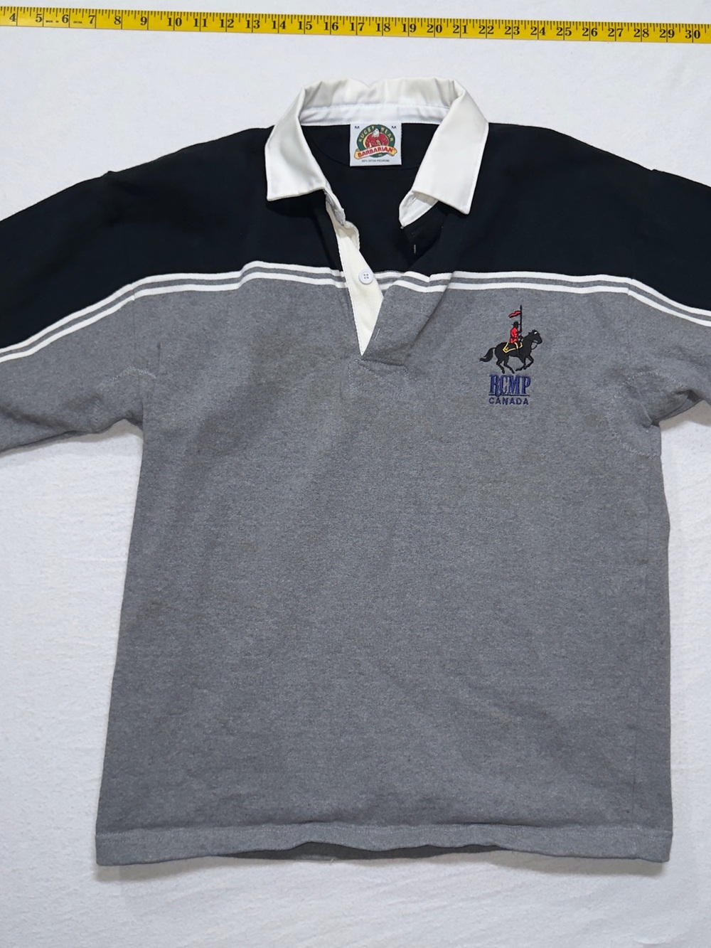 Men's RCMP Canada Grey & Black Rugby Polo